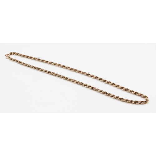 161 - 9 Carat Yellow Gold Rope Chain Necklace 50cm Long