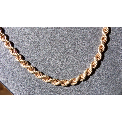 161 - 9 Carat Yellow Gold Rope Chain Necklace 50cm Long