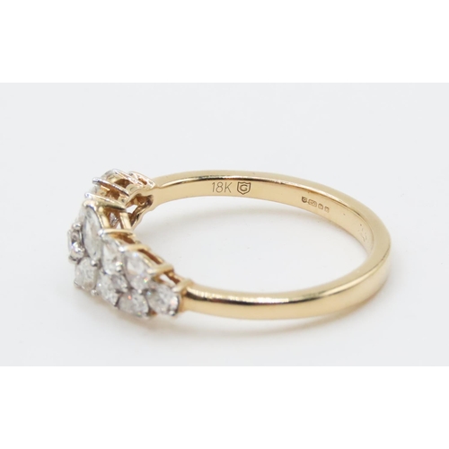 163 - Diamond Set Cluster Ring High Colour Mounted on 18 Carat Yellow Gold Band Attractively Detailed Band... 