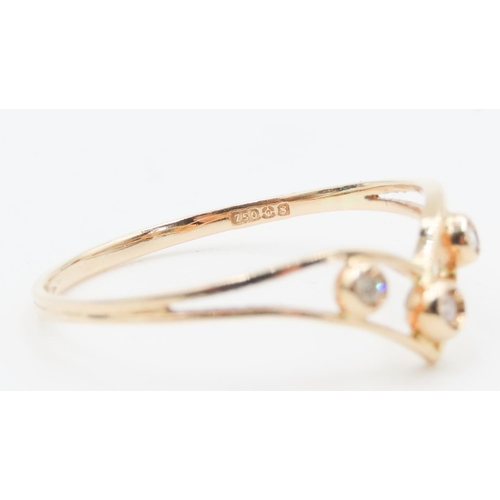 164 - Three Stone Diamond Set Ladies Wishbone Form Ring Set in 18 Carat Yellow Gold Ring Size Q