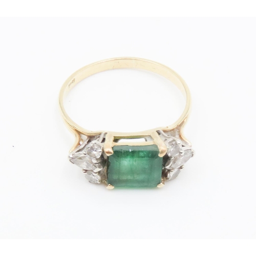 166 - Emerald And Diamond Ring Attractively Detailed Mounted in 18 Yellow Gold Ring Size V Emerald Approxi... 