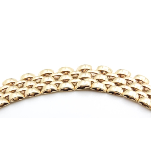 17 - 9 Carat Yellow Gold Three Row Ladies Bar Link Bracelet 18cm Long Articulated Form