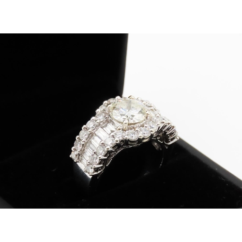 176 - Art Deco Round Cut and Baguette Cut Diamond Statement Ring Centre Stone Approximately 1.7Ct with Fur... 