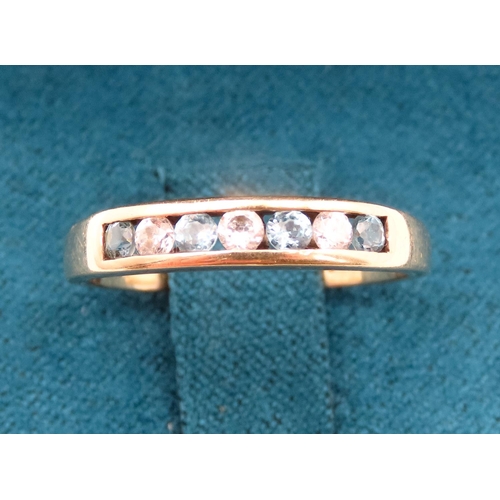 18 - Aquamarine and Pale Sapphire Set 9 Carat Yellow Gold Half Eternity Ring  Size L and a Half