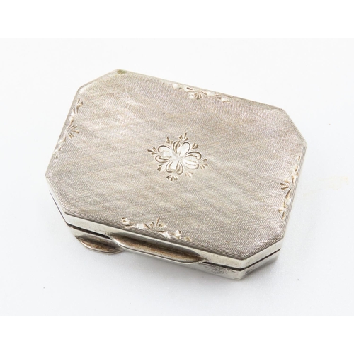 182 - Silver Snuff Box Hinged Cover Canted Corners 5cm by 3.5cm