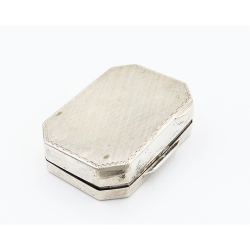 182 - Silver Snuff Box Hinged Cover Canted Corners 5cm by 3.5cm