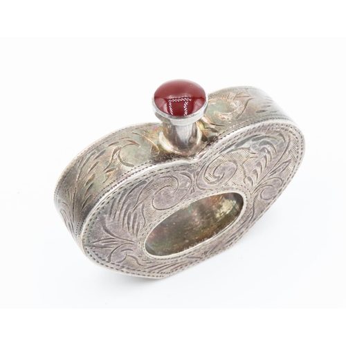 185 - Silver Perfume Bottle Love Heart For Engraved Decoration Throughout Inset Polished Carnelian Stopper... 