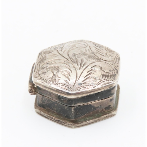 186 - Silver Pill Box Neat Form Hinged Cover 2.5cm Wide