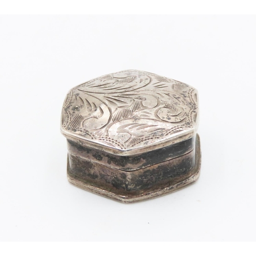 186 - Silver Pill Box Neat Form Hinged Cover 2.5cm Wide