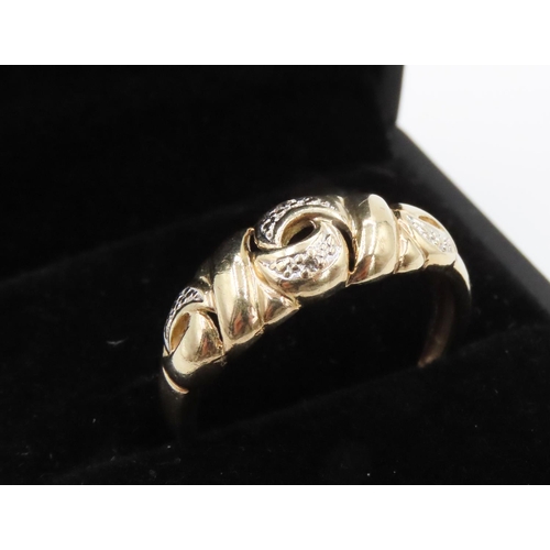 190 - Diamond Set 9 Carat Yellow Gold Ring Size R and a Half