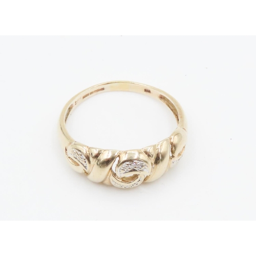 190 - Diamond Set 9 Carat Yellow Gold Ring Size R and a Half