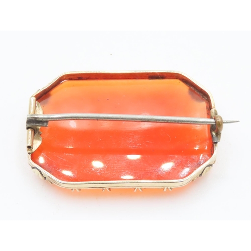 192 - Carnelian Set Barend Brooch Mounted in 9 Carat Yellow Gold 3cm Wide