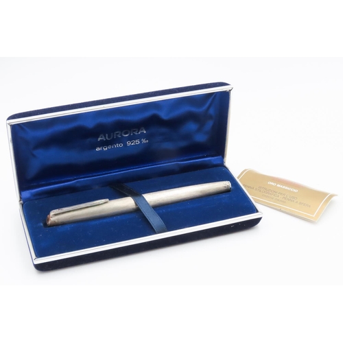 199 - Aurora 925 Sterling Silver Fountain Pen with Original Presentation Case