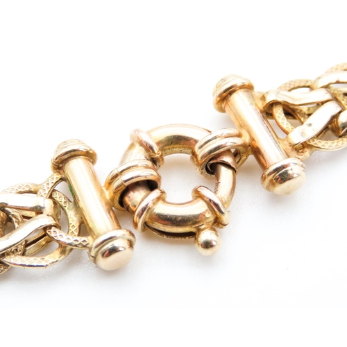 2 - 9 Carat Yellow Gold Fancy Double Link Bracelet Well Detailed Articulated Form 19.5cm Long