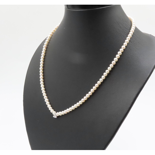 203 - Ladies Pearl Necklace with 18 Carat White Gold Clasp and Diamond Set 18 Carat Gold Pendant 40cm Long... 