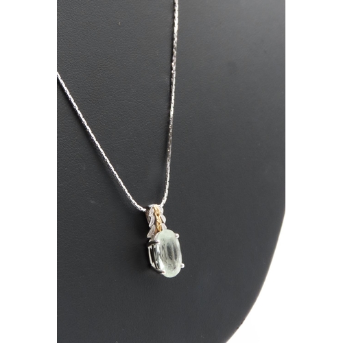 205 - Aquamarine Set Pendant Mounted in 18 Carat White Gold and 18 Carat Yellow Gold 2cm Drop Further Set ... 