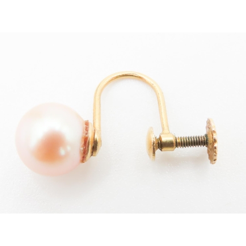 207 - Pair of 9 Carat Yellow Gold Pearl Set Earrings with Screw Back