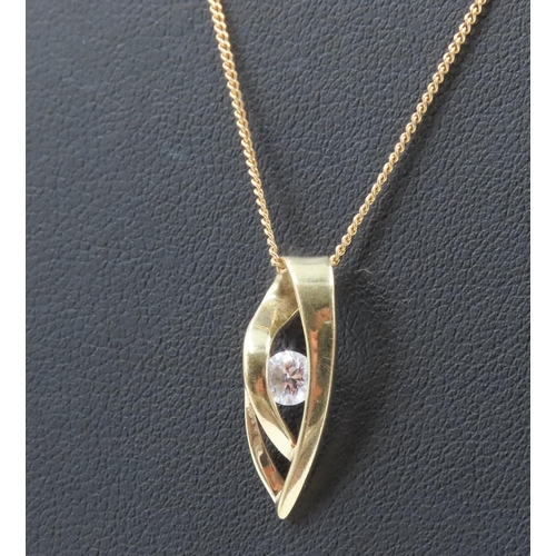 211 - 9 Carat Gemstone Set Pendant 2cm Drop Further Set on 9 Carat Yellow Gold Chain 45cm Long