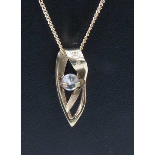 211 - 9 Carat Gemstone Set Pendant 2cm Drop Further Set on 9 Carat Yellow Gold Chain 45cm Long