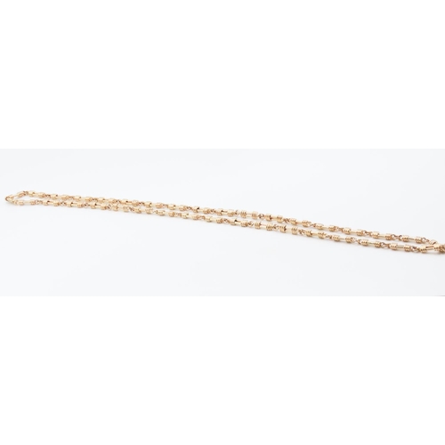 218 - 9 Carat Yellow Gold Fancy Bar Link Necklace of Good Weight 65cm Long