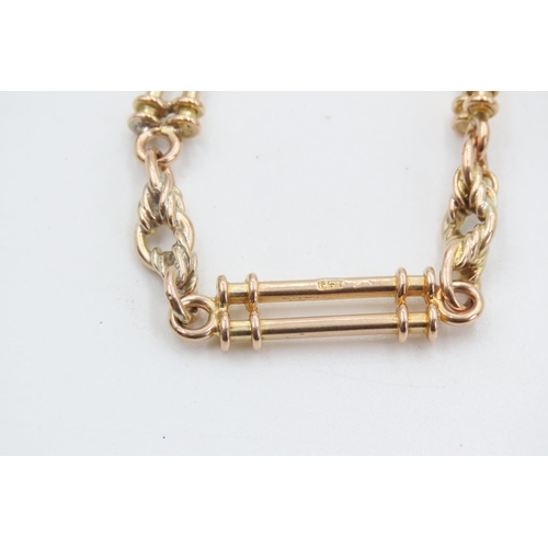 22 - 9 Carat Yellow Gold Fancy Bar Link Necklace of Substantial Weight 56cm Long