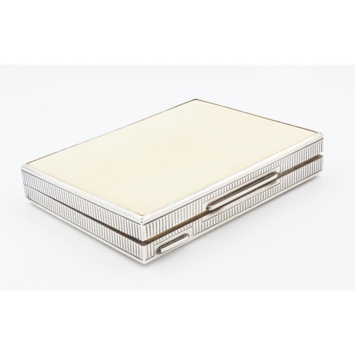 223 - 1Silver Ladies Compact Enamel Decorated 1with Fitted Interior Attractively Detailed 10cm by 7.5cm