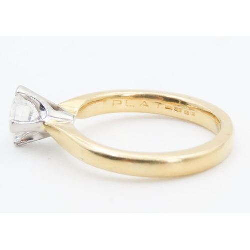 230 - Diamond Solitaire Ring Four Claw Set in 18 Carat White Gold Mounted on 18 Carat Yellow Gold Band Rin... 