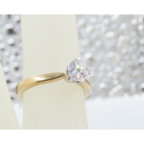 230 - Diamond Solitaire Ring Four Claw Set in 18 Carat White Gold Mounted on 18 Carat Yellow Gold Band Rin... 