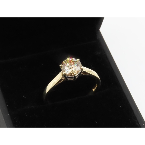 232 - Champagne Diamond Solitaire Six Claw Set in 18 Carat Yellow Gold Total Diamond Carat Weight 1.10ct R... 