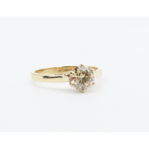 232 - Champagne Diamond Solitaire Six Claw Set in 18 Carat Yellow Gold Total Diamond Carat Weight 1.10ct R... 