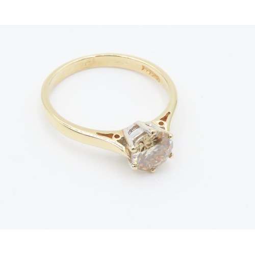 232 - Champagne Diamond Solitaire Six Claw Set in 18 Carat Yellow Gold Total Diamond Carat Weight 1.10ct R... 