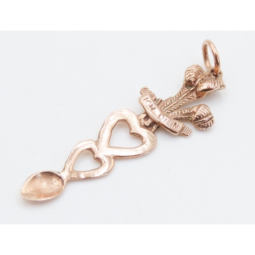 236 - 9 Carat Rose Gold Welsh Love Spoon Pendant 4.5cm Long