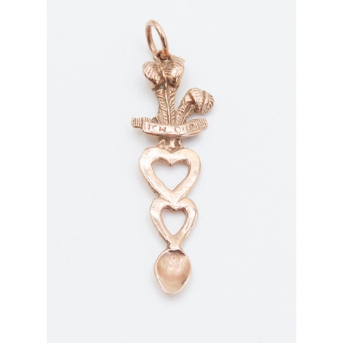 236 - 9 Carat Rose Gold Welsh Love Spoon Pendant 4.5cm Long