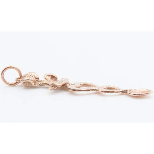 236 - 9 Carat Rose Gold Welsh Love Spoon Pendant 4.5cm Long