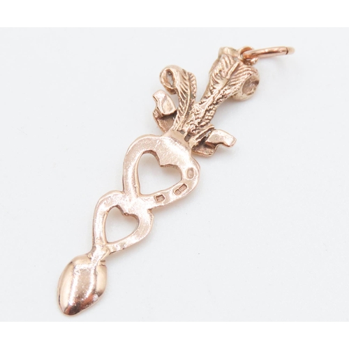 236 - 9 Carat Rose Gold Welsh Love Spoon Pendant 4.5cm Long