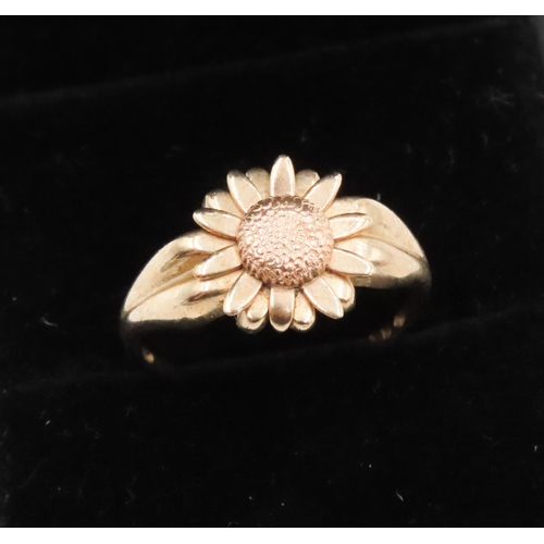 237 - 9 Carat Yellow Gold Daisy Motif Ring Size