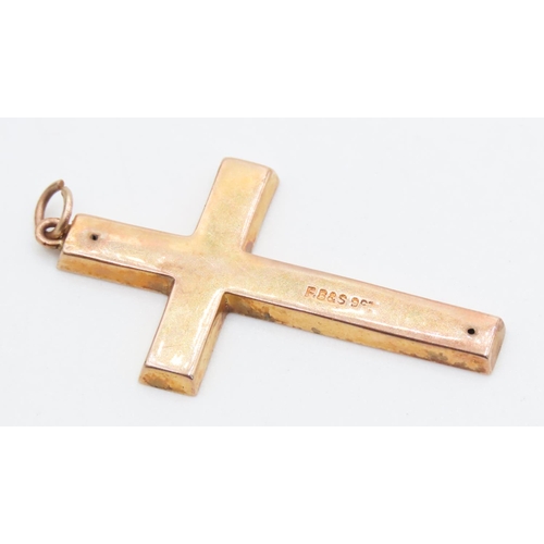 241 - 9 Carat Yellow Gold Crucifix with Floral Cut Detailing 3.5cm Long