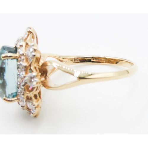 248 - Attractively Detailed Blue Zircon and Diamond Ring Set in 18 Carat Yellow Gold 6ct Zircon Total Diam... 