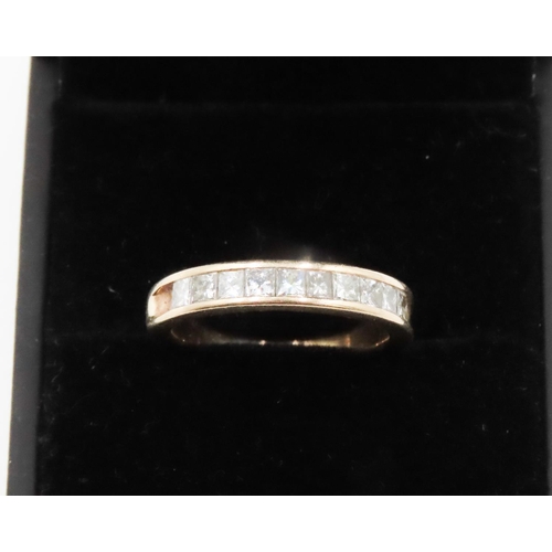 Ten Stone Princess Cut Diamond Ring Mounted in 18 Carat Yellow Gold  Total Diamond Carat Weight 1.00ct Ring Size N