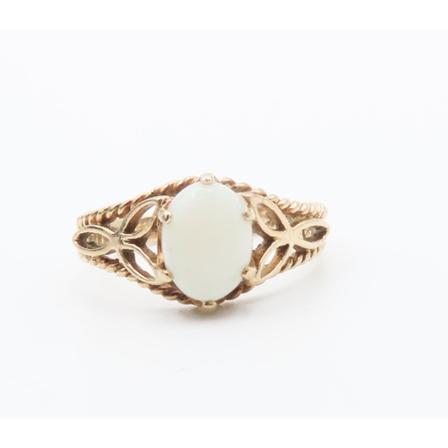 254 - Attractively Detailed Opal Single Stone Ring with Rope Chain Detailing to Band Ring Size L and a Hal... 