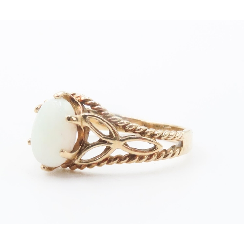 254 - Attractively Detailed Opal Single Stone Ring with Rope Chain Detailing to Band Ring Size L and a Hal... 