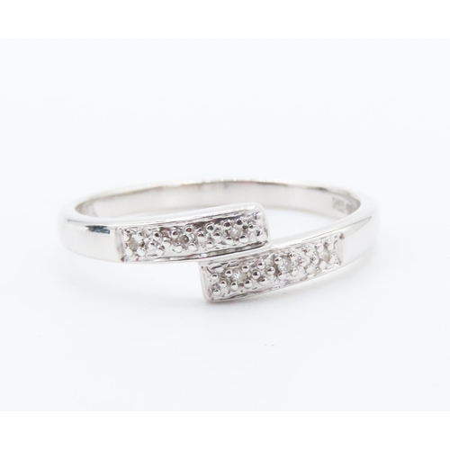 259 - Diamond Set Wrap Around Form Ring  Mounted in 9 Carat White Gold Ring Size P and a Half