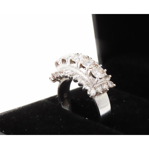 265 - Attractively Detailed Three Row Diamond Ring Total Diamond Carat Weight 2.2Ct Mounted in 14 Carat Wh... 