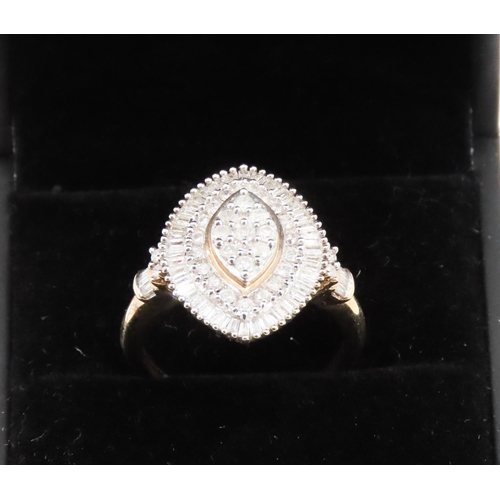 272 - Diamond Set Ladies Cluster Ring Mounted in 9 Carat Yellow Gold Ring Size M and a Half