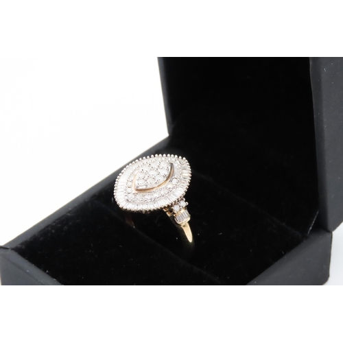 272 - Diamond Set Ladies Cluster Ring Mounted in 9 Carat Yellow Gold Ring Size M and a Half