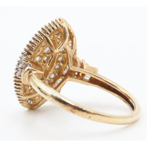 272 - Diamond Set Ladies Cluster Ring Mounted in 9 Carat Yellow Gold Ring Size M and a Half