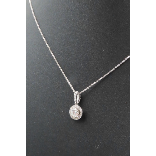 280 - Diamond Pendant with Further Diamond Halo Set in 18 Carat White Gold with Diamond Inset 1.5cm Drop F... 