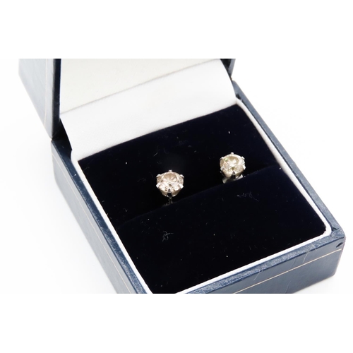 281 - Pair of 18 Carat White Gold Diamond Set Earrings Total Diamond Carat Weight Approximately .45Ct