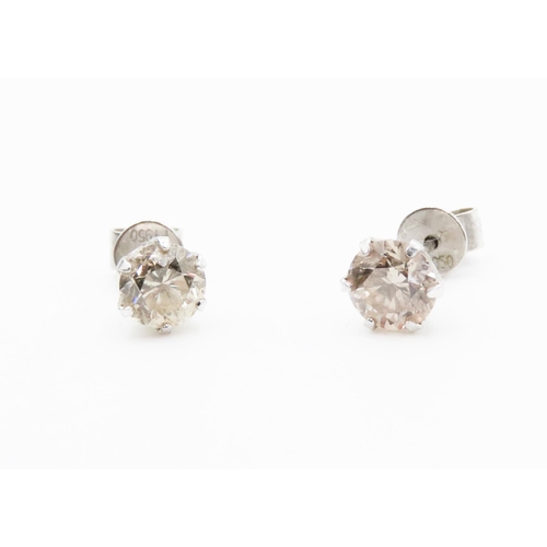 281 - Pair of 18 Carat White Gold Diamond Set Earrings Total Diamond Carat Weight Approximately .45Ct