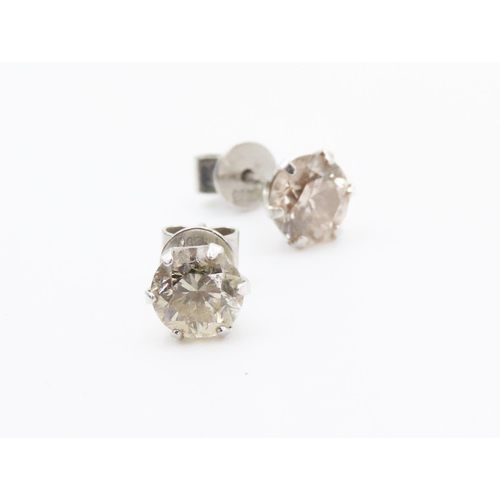 281 - Pair of 18 Carat White Gold Diamond Set Earrings Total Diamond Carat Weight Approximately .45Ct